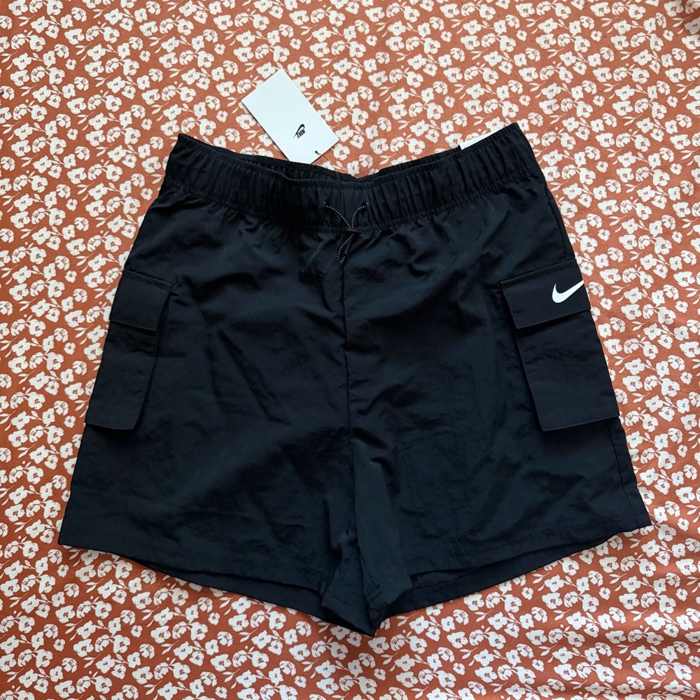 Nike Women's Black Cargo Athletic Shorts with Swoosh